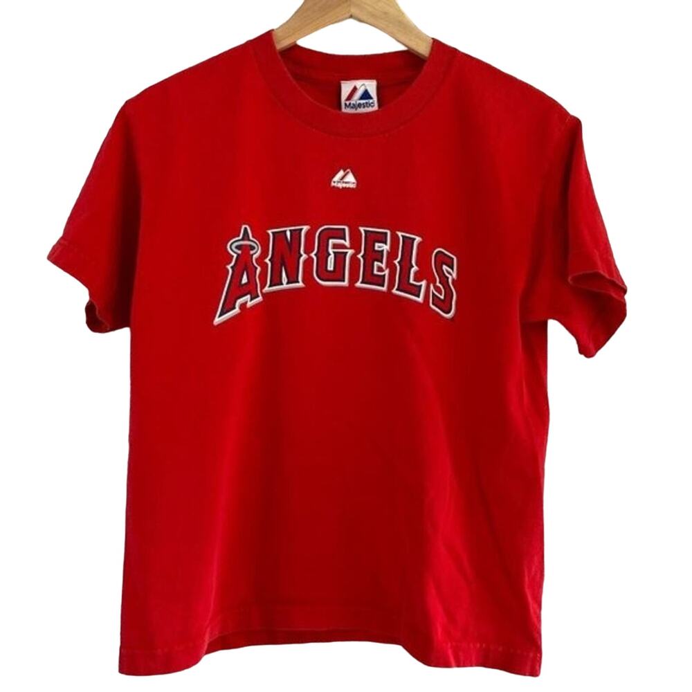 Majestic Anaheim Angels Boy's L Torri Hunter #48 Red Baseball Shirt